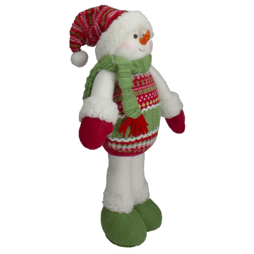 17.5" Red and Green Jolly Plush Snowman Christmas Figure