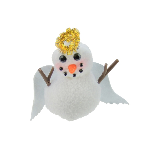 5" White and Gold Angel Snowman with Halo Christmas Ornament
