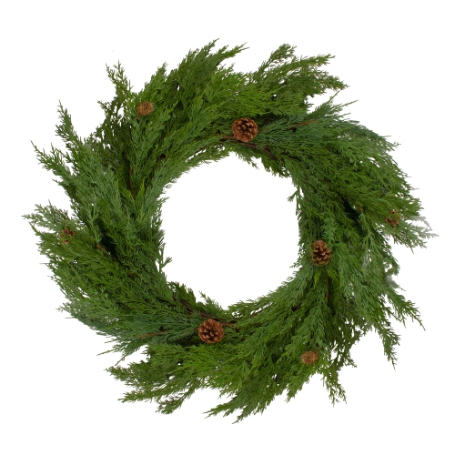 24" Soft Green Cedar Artificial Christmas Wreath with Pine Cones - Unlit