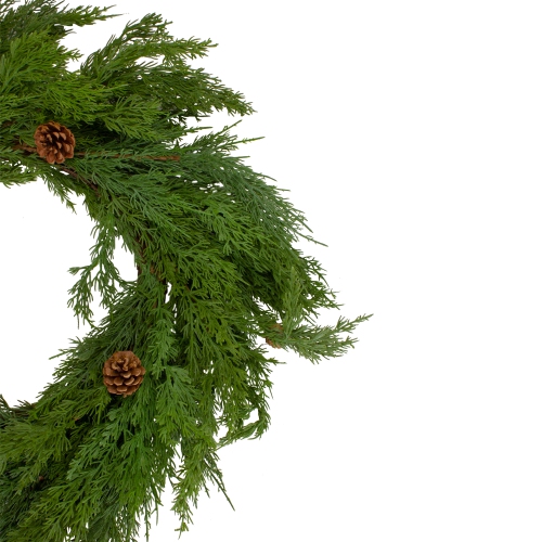 24" Soft Green Cedar Artificial Christmas Wreath with Pine Cones - Unlit