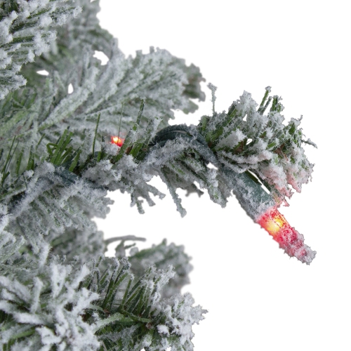 6' Pre-Lit Flocked Alpine Artificial Christmas Tree - Multi Lights