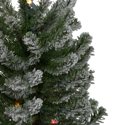 6' Pre-Lit Flocked Alpine Artificial Christmas Tree - Multi Lights