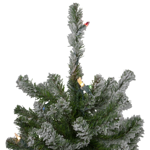 6' Pre-Lit Flocked Alpine Artificial Christmas Tree - Multi Lights