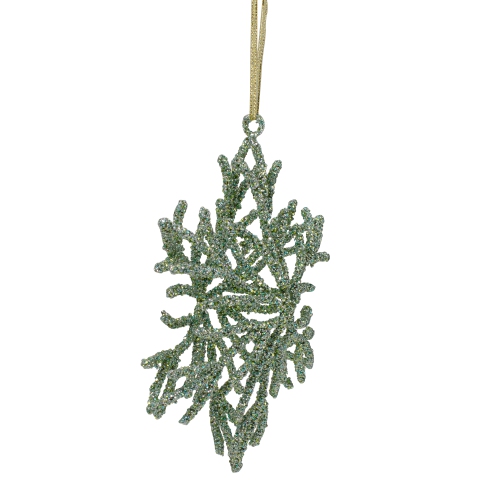 7.5" Green Glitter Snowflake Christmas Ornament