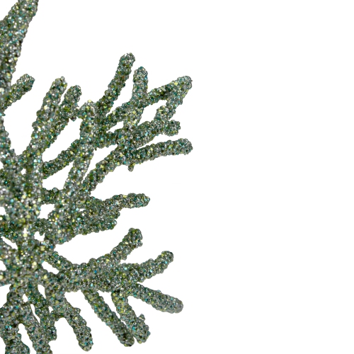 7.5" Green Glitter Snowflake Christmas Ornament