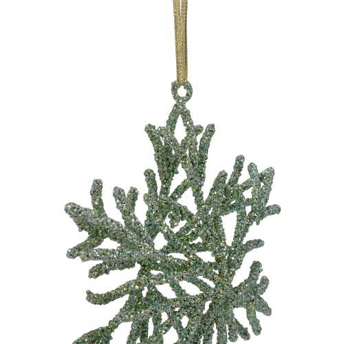 7.5" Green Glitter Snowflake Christmas Ornament