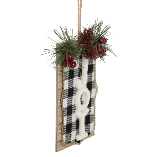 4.75" Black and White Buffalo Plaid 'Joy' Christmas Ornament