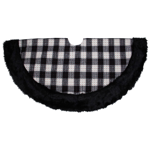 48" Black and White Buffalo Plaid Christmas Tree Skirt