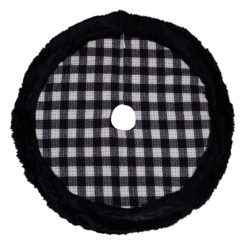 48" Black and White Buffalo Plaid Christmas Tree Skirt