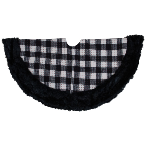 48" Black and White Buffalo Plaid Christmas Tree Skirt