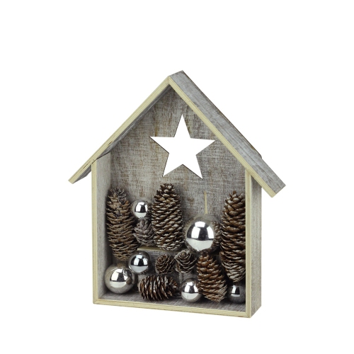 11" Battery Operated Brown and White LED Rustic House Christmas Tabletop Decor