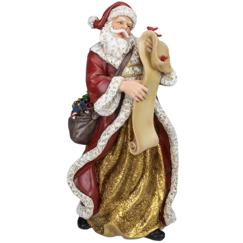 13.75" Santa Claus Holding His List with Cardinals Christmas Tabletop Figurine