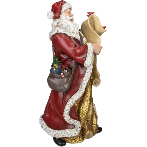 13.75" Santa Claus Holding His List with Cardinals Christmas Tabletop Figurine