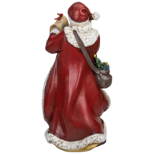 13.75" Santa Claus Holding His List with Cardinals Christmas Tabletop Figurine