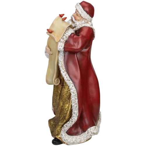 13.75" Santa Claus Holding His List with Cardinals Christmas Tabletop Figurine