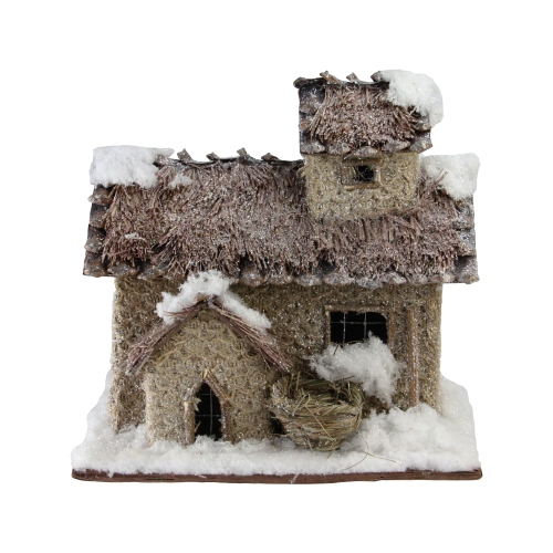 NORTHLIGHT  "9.25"" And Beige Two Story Snowy Cabin Christmas Tabletop Decor" In Brown