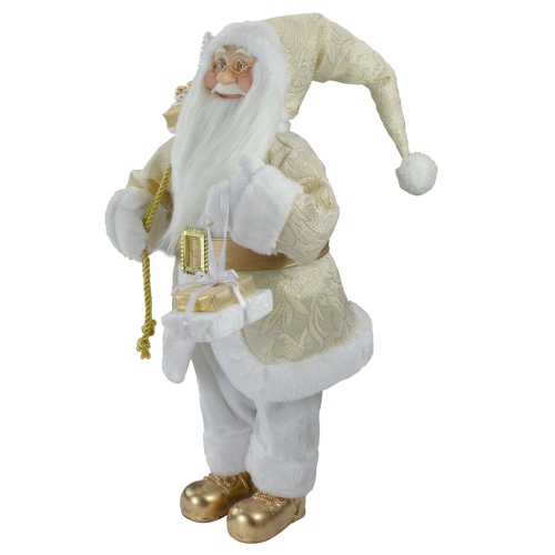 18" Gold and White Standing Santa Christmas Figure with Presents