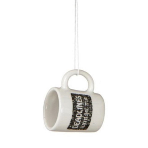 Black and White "Deadlines Amuse Me" Workplace Humor Mug Christmas Ornament 2.25"