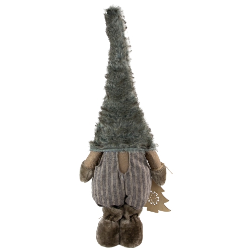 33" Gray and White Woodland Gnome with Striped Pants Christmas Figurine