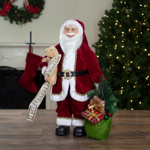 2' Standing Santa Christmas Figure with Presents and a Naughty or Nice List
