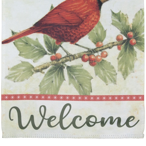 Red Cardinal with Holly Berries Welcome Outdoor Garden Flag 28" x 40"