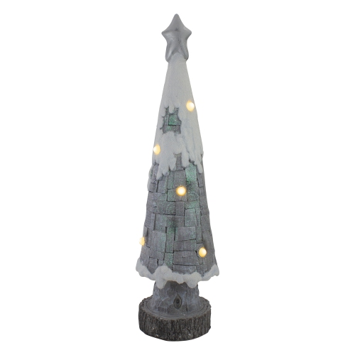 NORTHLIGHT  29" Led Lighted Gray And Tabletop Christmas Tree In White