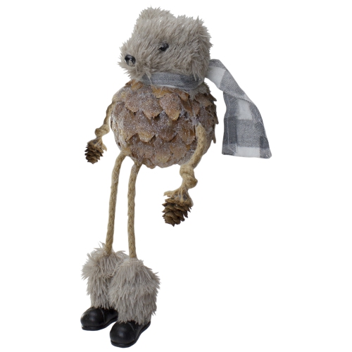 5.5" Glittered Brown Fuzzy Bear Christmas Tabletop Decor