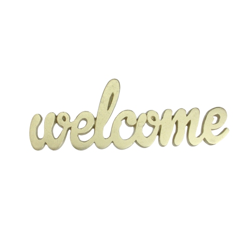 ROMAN  9" Elegant Indoor Shimmering Tone Cursive "welcome" Cut-Out Decoration In Gold