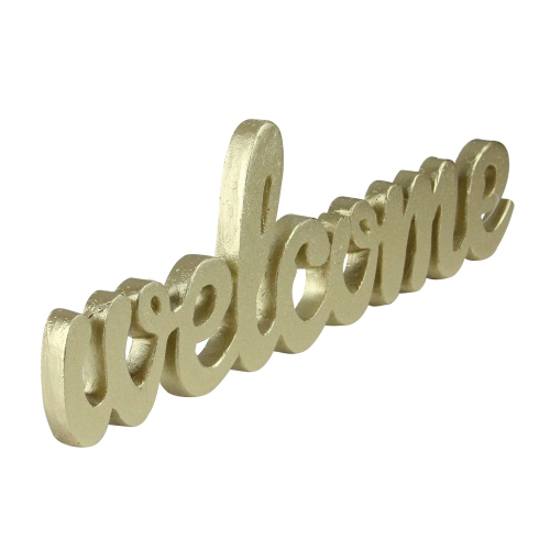9" Elegant Indoor Shimmering Gold Tone Cursive "Welcome" Cut-Out Decoration