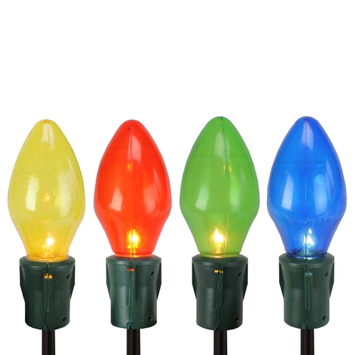 NORTHLIGHT  Set Of 4 Lighted Multi-Color Jumbo C7 Bulb Christmas Pathway Marker Lawn Stakes Love these pathway markers - they are the perfect size - large but not too big