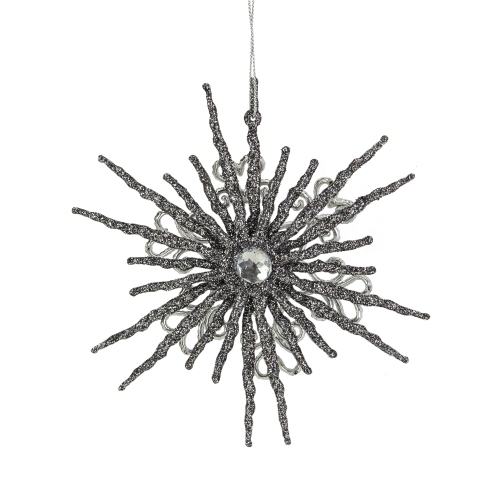 6" Silver Glitter Double Snowflake Christmas Ornament