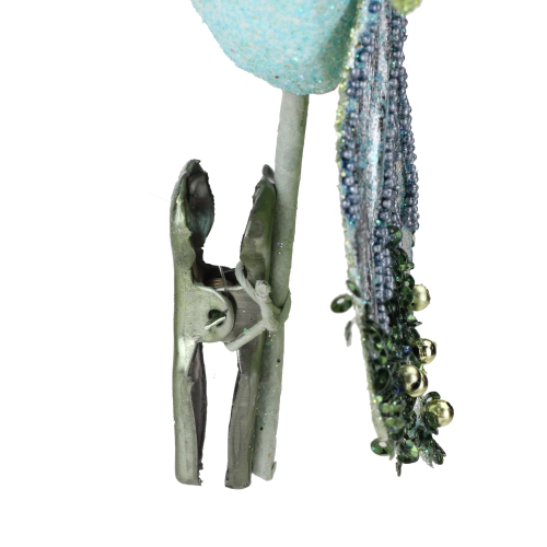 10" In the Birches Green Glittered and Sequined Owl Clip-On Christmas Ornament