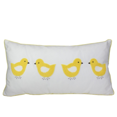 C&F HOME  16.5" White And Easter Chicks Spring Throw Pillow In Yellow