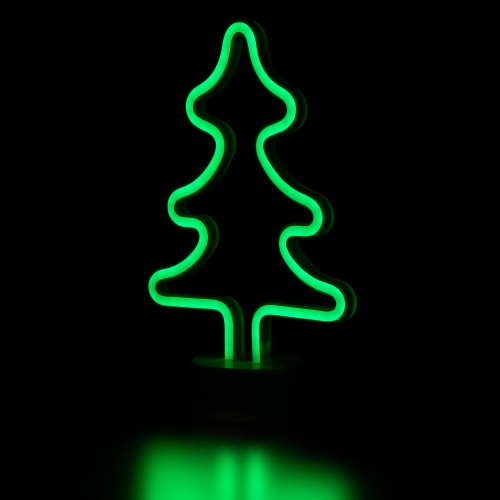 11" Green Christmas Tree LED Neon Style Table Sign