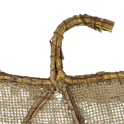 19" Beige Burlap and Vine Pumpkin Fall Harvest Wall Hanging