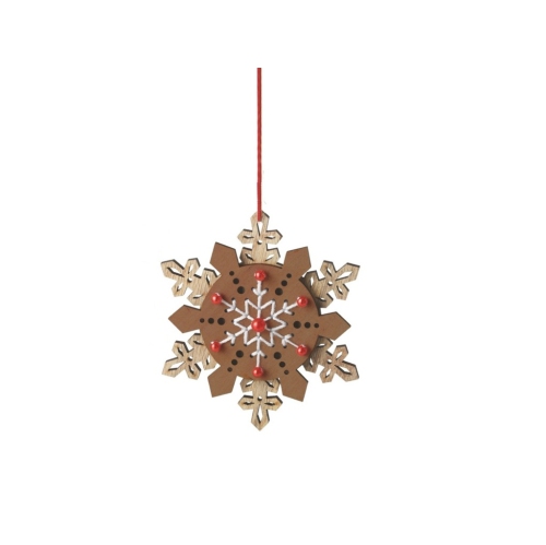 MIDWEST  5" Brown And Country Rustic Style Snowflake Christmas Ornament In White