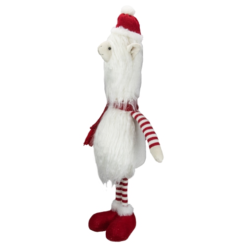 26-Inch Plush Red and White Standing Llama Table Top Christmas Decoration