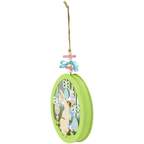 5.9" Wooden Easter Eggs and Bunny LED Shadow Box Ornament Battery Operated