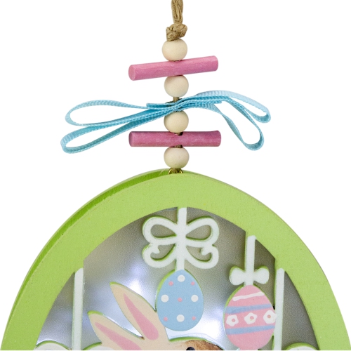 5.9" Wooden Easter Eggs and Bunny LED Shadow Box Ornament Battery Operated