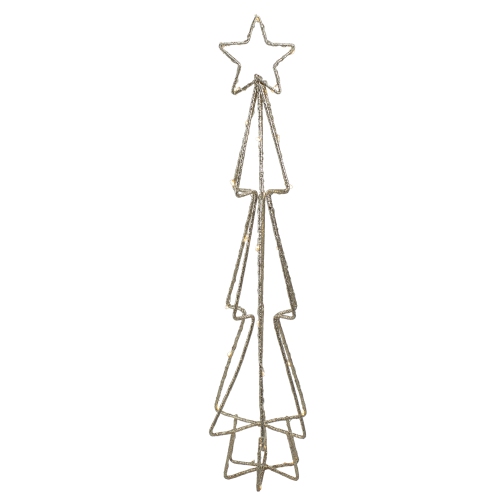 NORTHLIGHT  17.5" Led Lighted B/o Gold Glittered Wire Christmas Cone Tree - Warm Lights In White