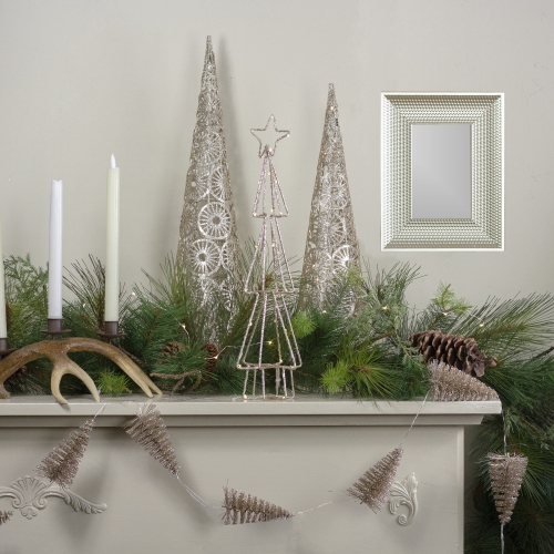 17.5" LED Lighted B/O Gold Glittered Wire Christmas Cone Tree - Warm White Lights