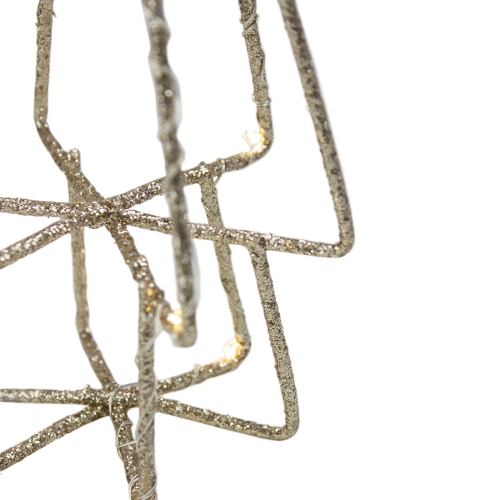 17.5" LED Lighted B/O Gold Glittered Wire Christmas Cone Tree - Warm White Lights