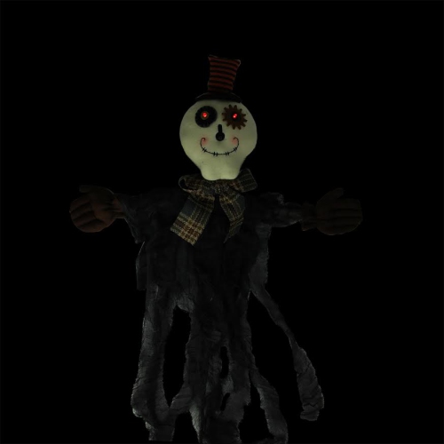 34" Black and Brown Musical Lighted Eerie Shaking Ghost Hanging Halloween Decor