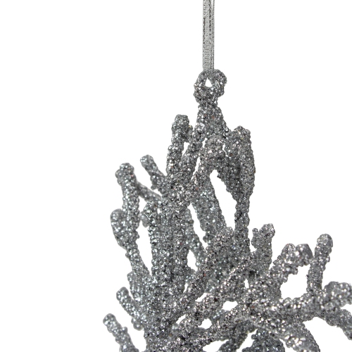 7.5" Silver Glitter Snowflake Christmas Ornament