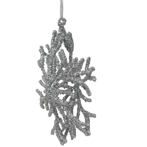 7.5" Silver Glitter Snowflake Christmas Ornament