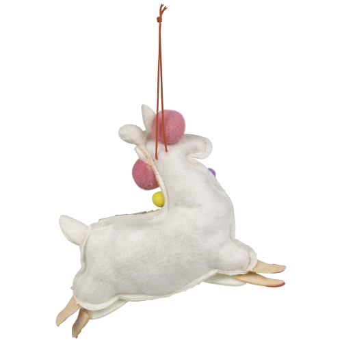 7.5" White Plush Llama with Rainbow Saddle Christmas Ornament
