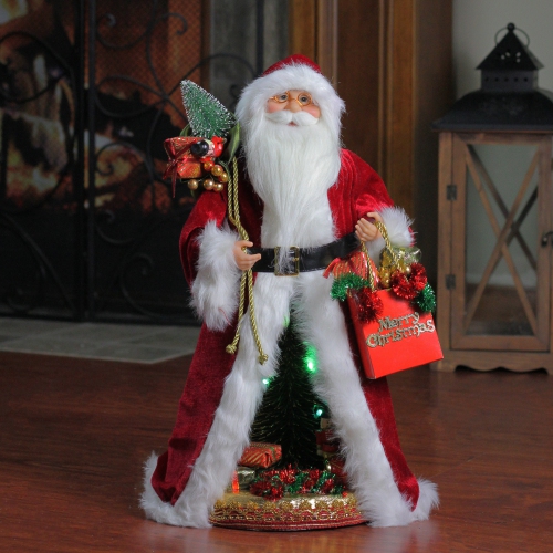 20" Battery Operated Musical Standing Santa Claus Figure with LED Lighted Christmas Scene