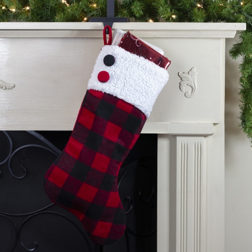 23" Black and Red Rustic Buffalo Plaid Christmas Stocking