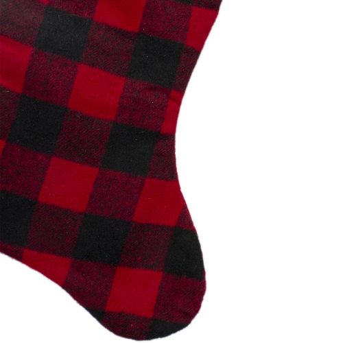 23" Black and Red Rustic Buffalo Plaid Christmas Stocking