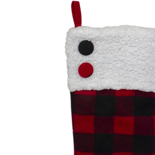 23" Black and Red Rustic Buffalo Plaid Christmas Stocking